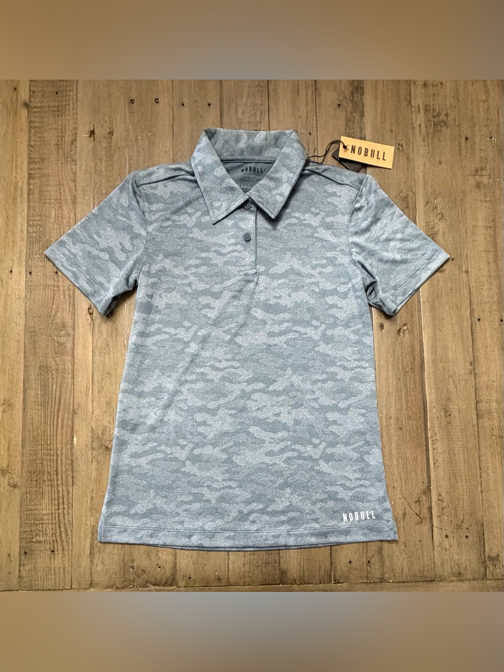 NWT NOBULL Women’s Golf Lightweight Textured Polo - XS - Coastal Blue Camo